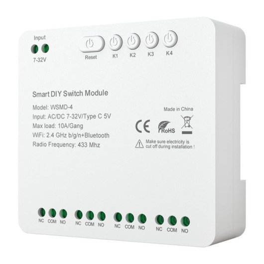 Interruptor Inteligente Avatto WSMD-4 32V WiFi Bluetooth Alexa Google