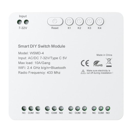 Interruptor Inteligente Avatto WSMD-4 32V WiFi Bluetooth Alexa Google