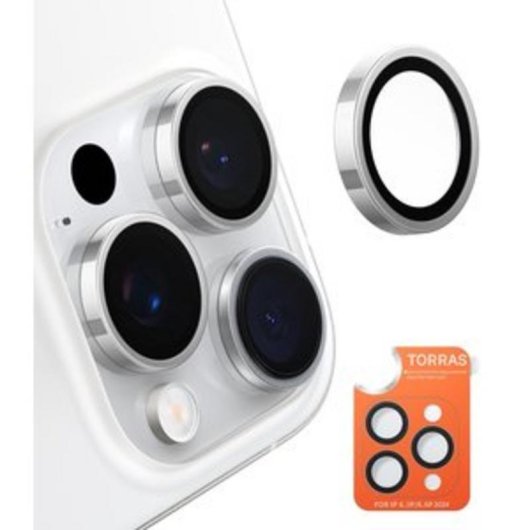 Mica protettiva per fotocamera Torras Lensguard iPhone 16 Pro Max Grigio titanio