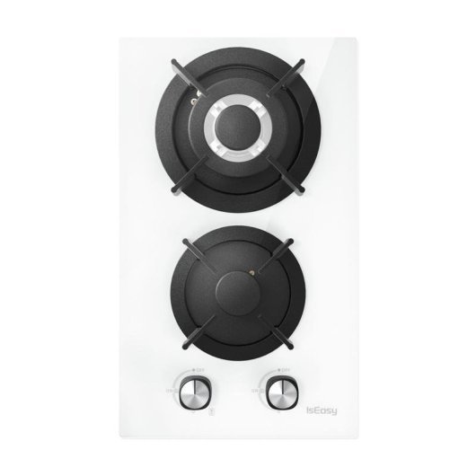 Placa de gas IsEasy MGBG-312A 2 hornillos vidrio blanco