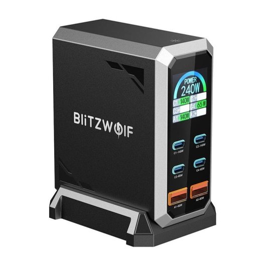 Carregador Blitzwolf BW-S31 240W 6 portas USB-C e USB-A PD