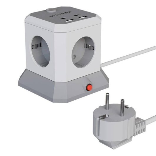 Multipresa BlitzWolf BW-EC1 4 prese AC 2 USB-A 2 USB-C con protezione resistente