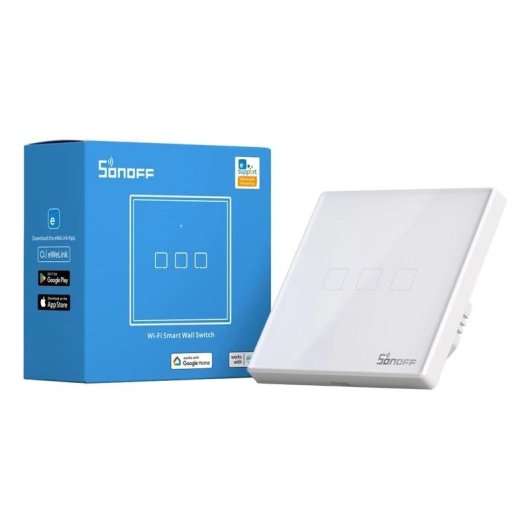 Interruptor inteligente Sonoff T2EU3C-TX WiFi + RF 433 3 canales táctil
