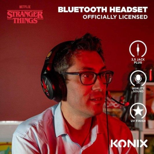 Cuffie Gaming Konix Stranger Things con cavo jack 3,5 mm rosso soft-touch