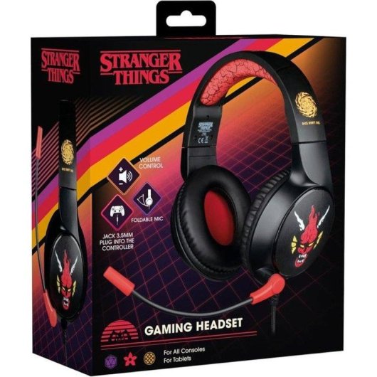 Cuffie Gaming Konix Stranger Things con cavo jack 3,5 mm rosso soft-touch