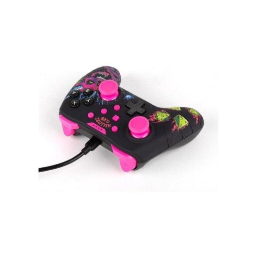 Mando Konix Stranger Things con Cable para Nintendo Switch, Negro y Rosa