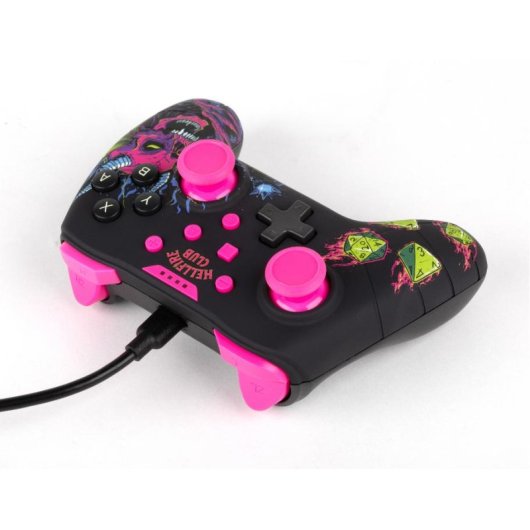 Mando Konix Stranger Things con Cable para Nintendo Switch, Negro y Rosa