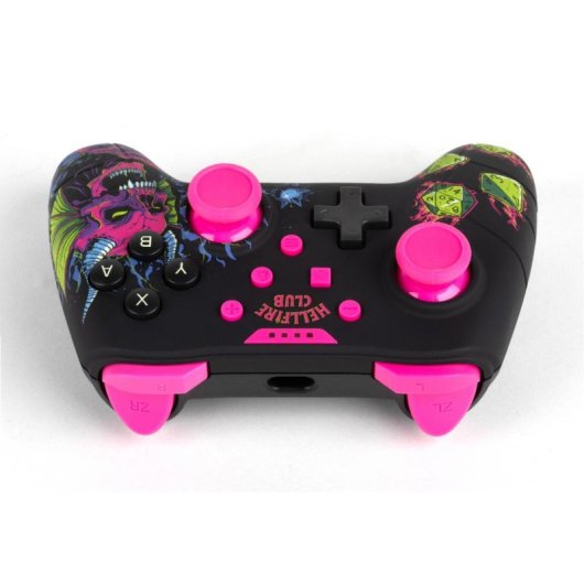 Mando Konix Stranger Things con Cable para Nintendo Switch, Negro y Rosa