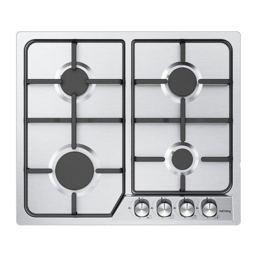 Placa de Cocina de Gas ISEASY MGBG-604C 4 Quemadores 2.7 kW Acero Inoxidable
