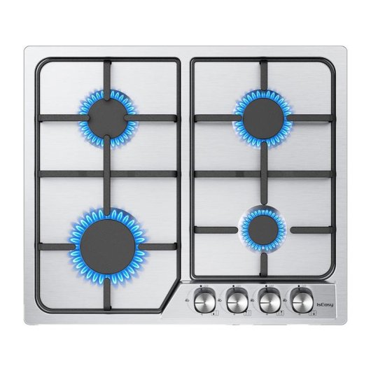 Placa de Cocina de Gas ISEASY MGBG-604C 4 Quemadores 2.7 kW Acero Inoxidable