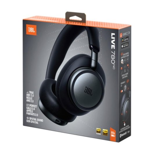 Auriculares JBL Live 780NC inalámbricos Bluetooth con Cancelación de Ruido, Micrófono y carga rápida, negro