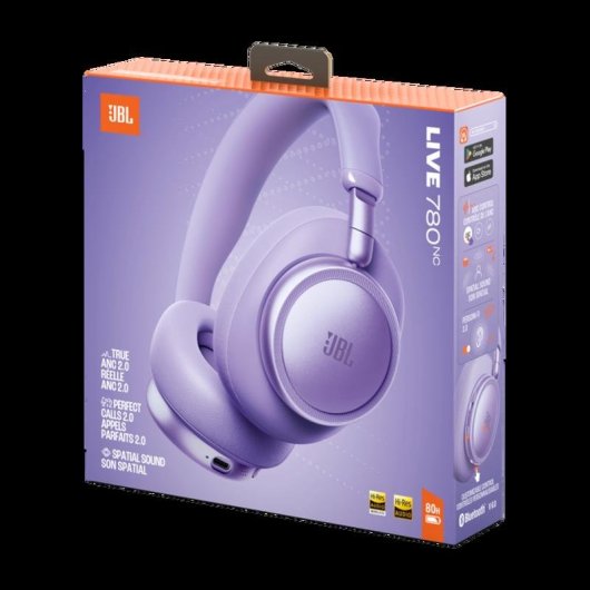 Auriculares JBL Live 780NC inalámbricos Bluetooth con Cancelación de Ruido, Micrófono y carga rápida, púrpura