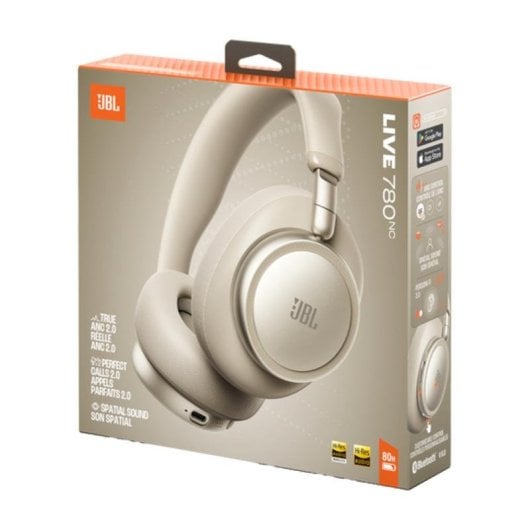 Auriculares JBL Live 780NC sans fil Bluetooth avec réduction adaptative du bruit, micro, charge rapide, champagne