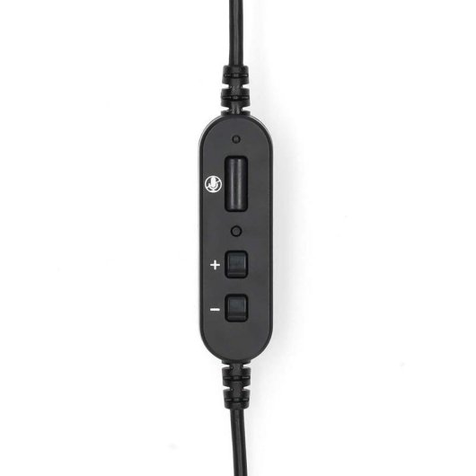 Auriculares Nedis CHSTUM210BK com cabo USB-C/A para escritório e chamadas, preto e cinza