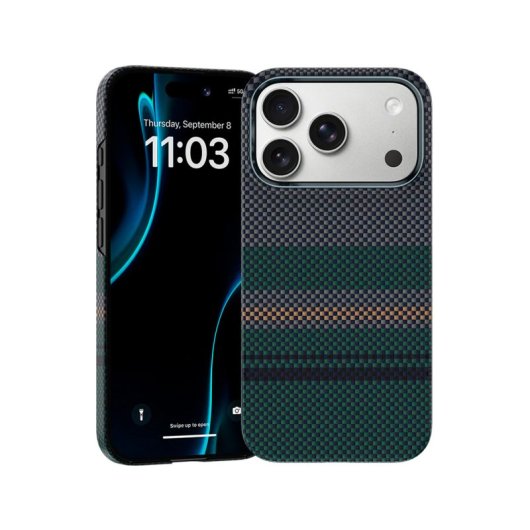 Benks Funda Para Iphone 17 Pro Max – Carcasa Con Magsafe De Fibra Kevlar Aurora Verde, Diseño Ultrafino Y Ajuste Preciso