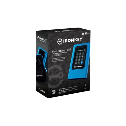 Disco Duro Kingston IronKey Vault Privacy 80 3,84TB SSD 250MB/s Azul táctil