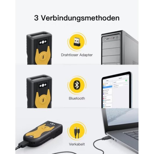 Escáner de códigos de barras Inateck BCST-42 Yellow Bluetooth USB 2D