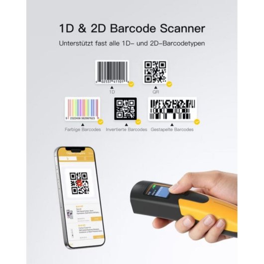 Escáner de códigos de barras Inateck N6015 Bluetooth USB 1D 2D 40 m