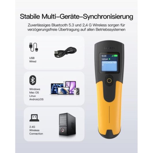 Escáner de códigos de barras Inateck N6015 Bluetooth USB 1D 2D 40 m