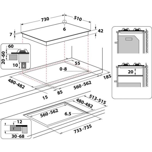 Piastra a gas Hotpoint HAGS 72S BK 4 zone Vetro Nero Integrata