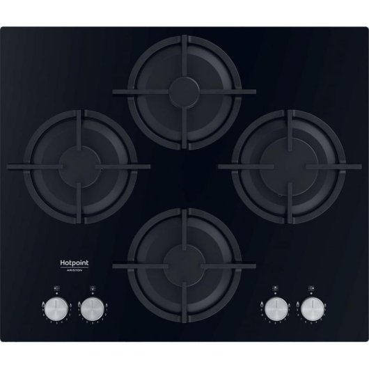 Piastra a gas Hotpoint HAGS 72S BK 4 zone Vetro Nero Integrata