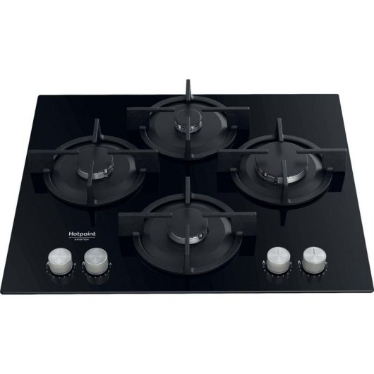 Piastra a gas Hotpoint HAGS 72S BK 4 zone Vetro Nero Integrata