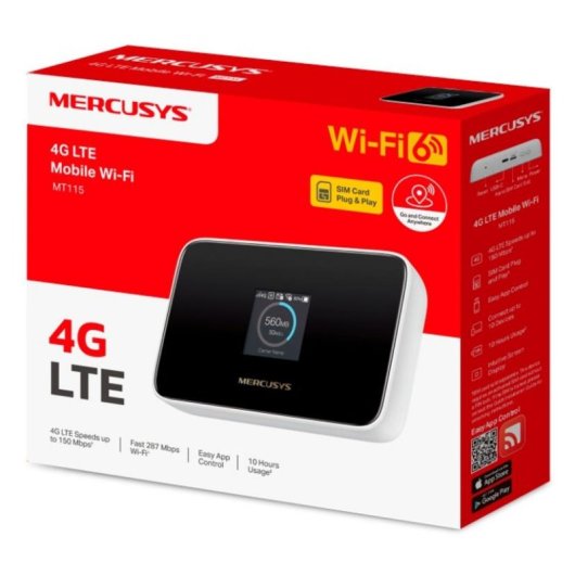 Router Mercusys MT115 4G WiFi 6 150 Mbps Pantalla TFT Batería 10h