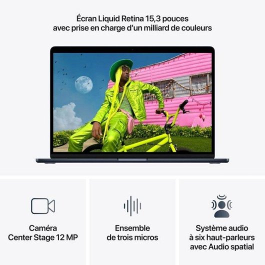 Ordinateur portable Apple MacBook Air 15,3 pouces M5 16 Go 1 To SSD macOS Tahoe GPU Apple Audio spatial