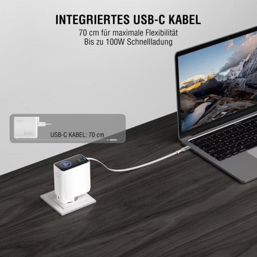 Ladegerät GaN 4smarts 100W Flex Screen AI Weiß 3 USB-A und USB-C Ports