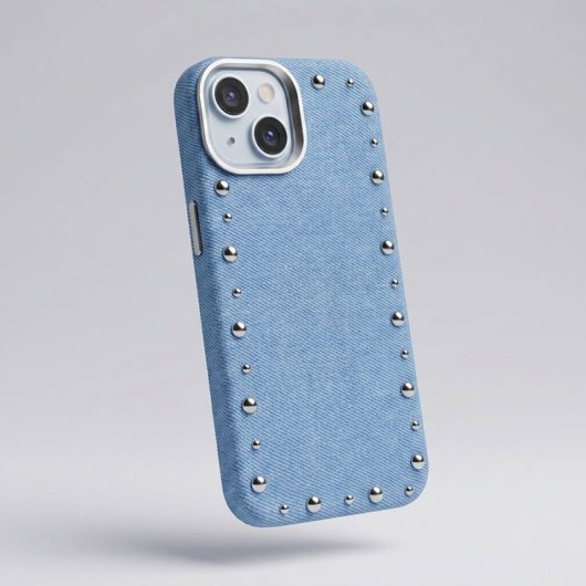 Custodia per smartphone Denim Magbattery Effetto Denim Magnetica per iPhone 15 Plus
