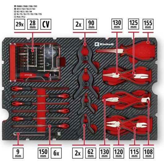 Caja de Herramientas Einhell 153 Piezas E-Case Reparación Electrónica