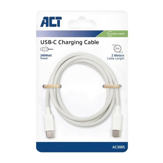 USB-C zu USB-C Kabel ACT 240W 2 Meter weiß
