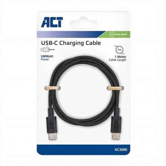 Cavo USB-C a USB-C ACT 240W USB 2.0 Nero 1 metro
