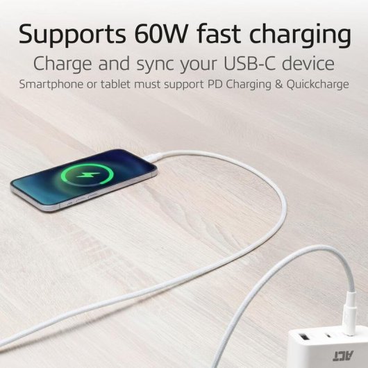 Cavo USB-C a USB-C ACT 60W 1m Bianco
