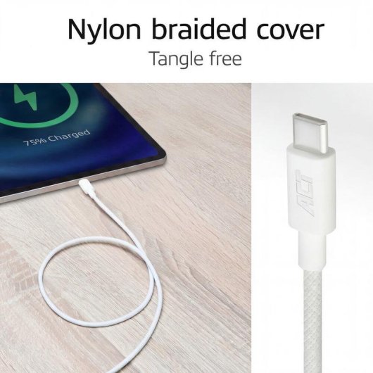 Cavo USB-C a USB-C ACT 60W 1m Bianco