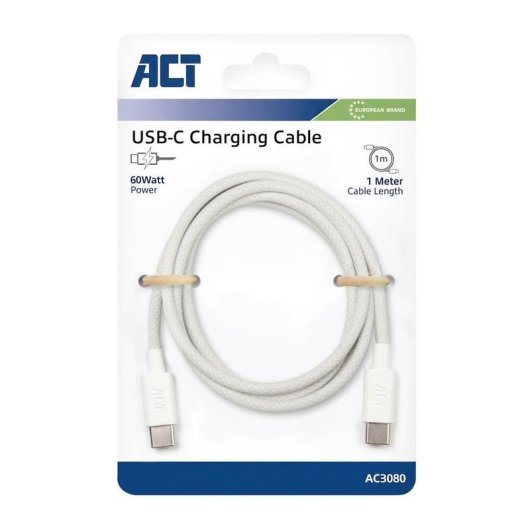 Cavo USB-C a USB-C ACT 60W 1m Bianco