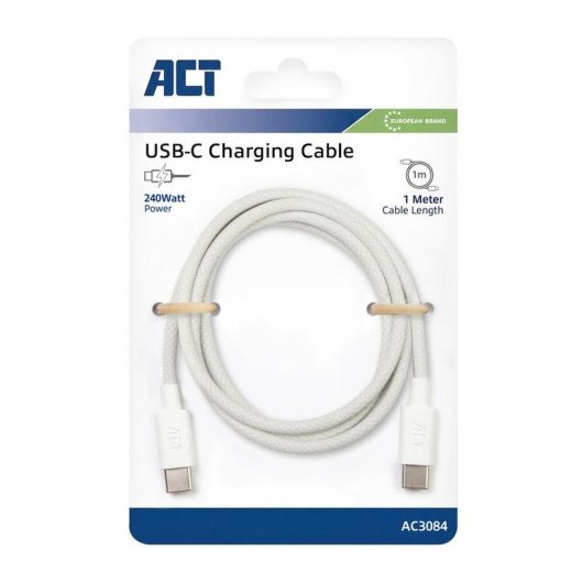 USB-C zu USB-C Kabel ACT 240 W USB 2.0 1 Meter weiß