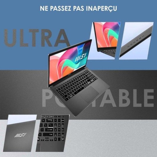 Ordinateur portable MSI Modern 15 F13MG-698XFR 15,6" Intel Core i3-1315U 16GB 512GB SSD UHD FreeDOS