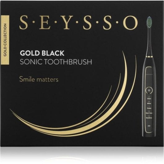 Cepillo de Dientes Sónico Seysso Gold Black 5 Modos 3 Cabezales Temporizador Estuche