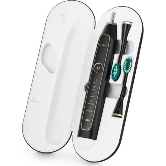 Cepillo de Dientes Sónico Seysso Gold Black 5 Modos 3 Cabezales Temporizador Estuche