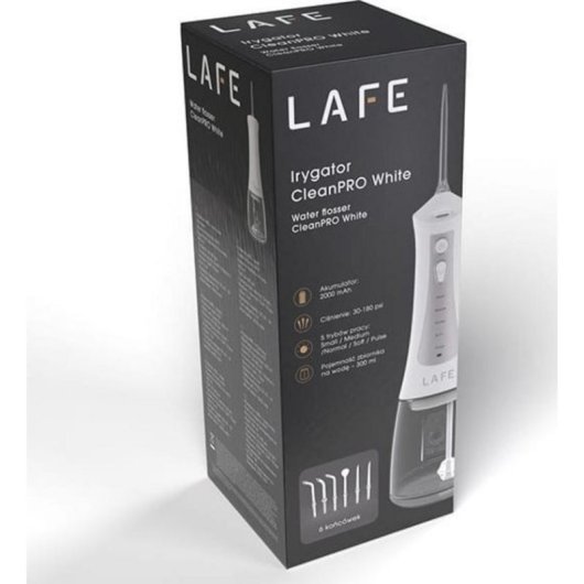Irrigador Lafe CleanPRO White 5 Modos 6 Boquillas Batería 2000 mAh IPX7
