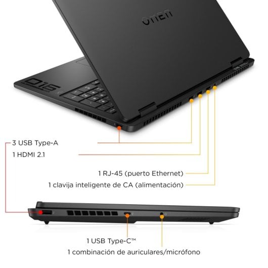 Portátil HP OMEN Slim Gaming 16-an0067ns 16" Intel Core Ultra 7 255H 24GB 1TB SSD RTX 5070 FreeDOS