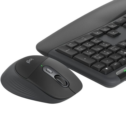 Teclado Logitech Signature Comfort Plus MK880 Bluetooth con combo ratón y reposamanos grafito