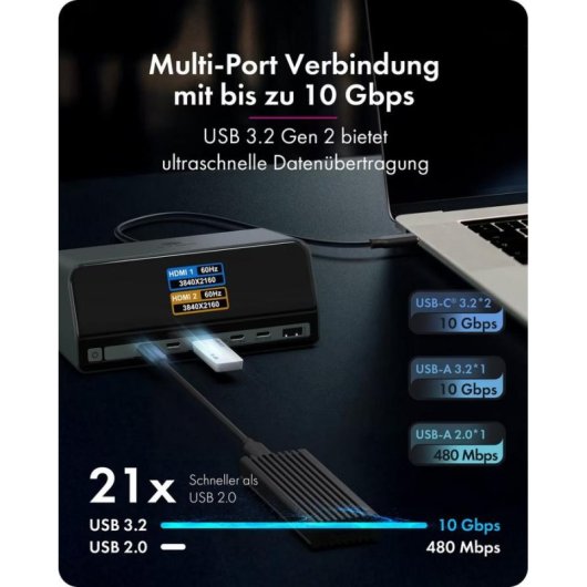 Base pour Portables Icy Box Heart Dock 2300 USB-C 100W HDMI 4K