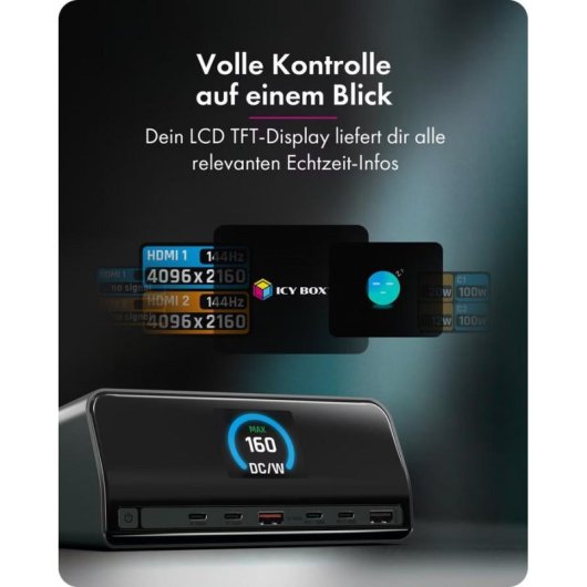 Base pour Portables Icy Box Heart Dock 2300 USB-C 100W HDMI 4K