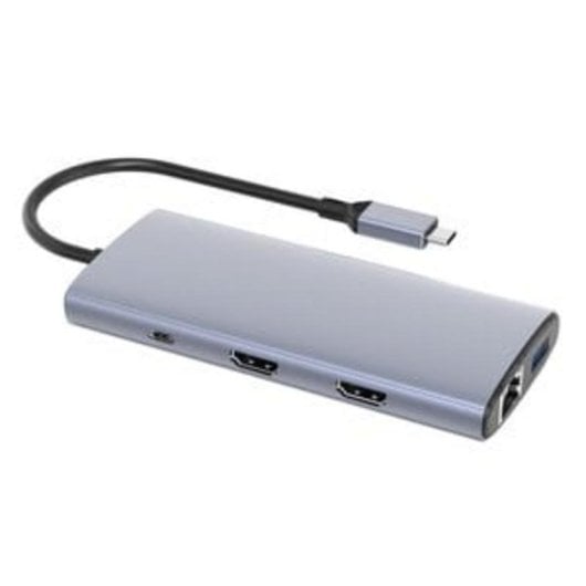 Hub DLH 8 ports 10 Gbps USB-C DY-SA5375 Double HDMI 4K 60Hz Ethernet Gigabit