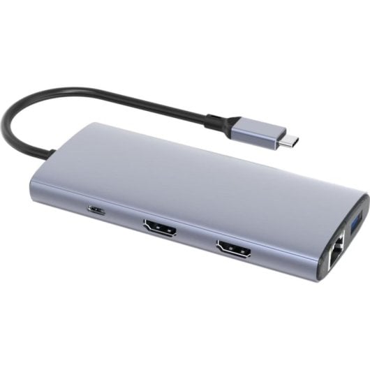 Hub DLH 8 ports 10 Gbps USB-C DY-SA5375 Double HDMI 4K 60Hz Ethernet Gigabit
