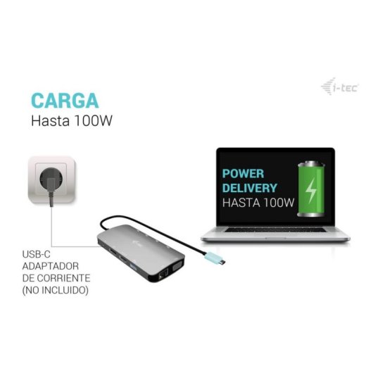 Base para Portátiles i-tec USB-C Metal Nano 3x Display Docking Station 100 W