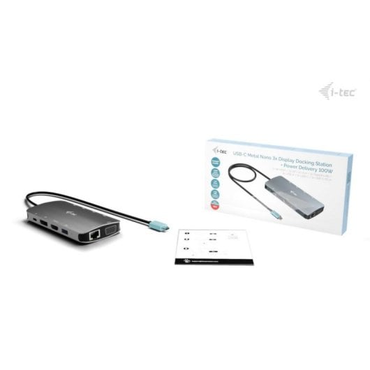 Base para Portátiles i-tec USB-C Metal Nano 3x Display Docking Station 100 W