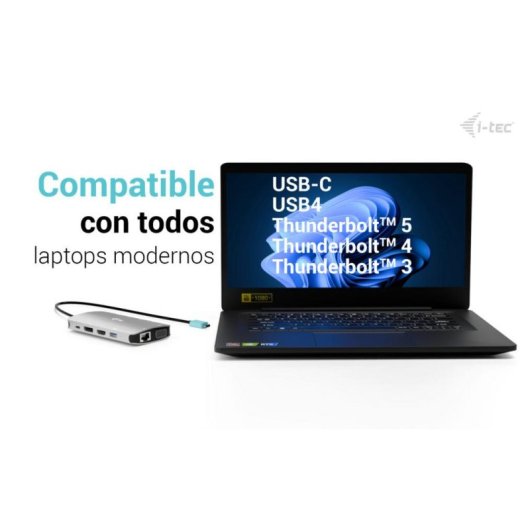 Base para Portátiles i-tec USB-C Metal Nano 3x Display Docking Station 100 W